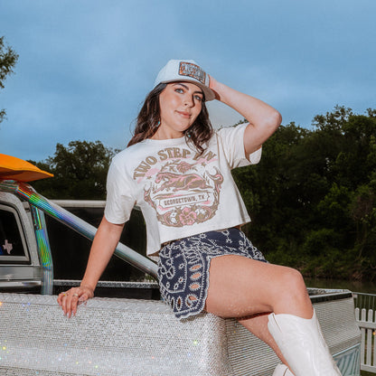 Women's Horse Rhinestone Lineup Crop Tee