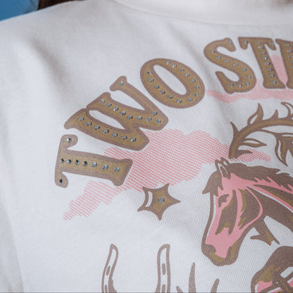 Women's Horse Rhinestone Lineup Crop Tee