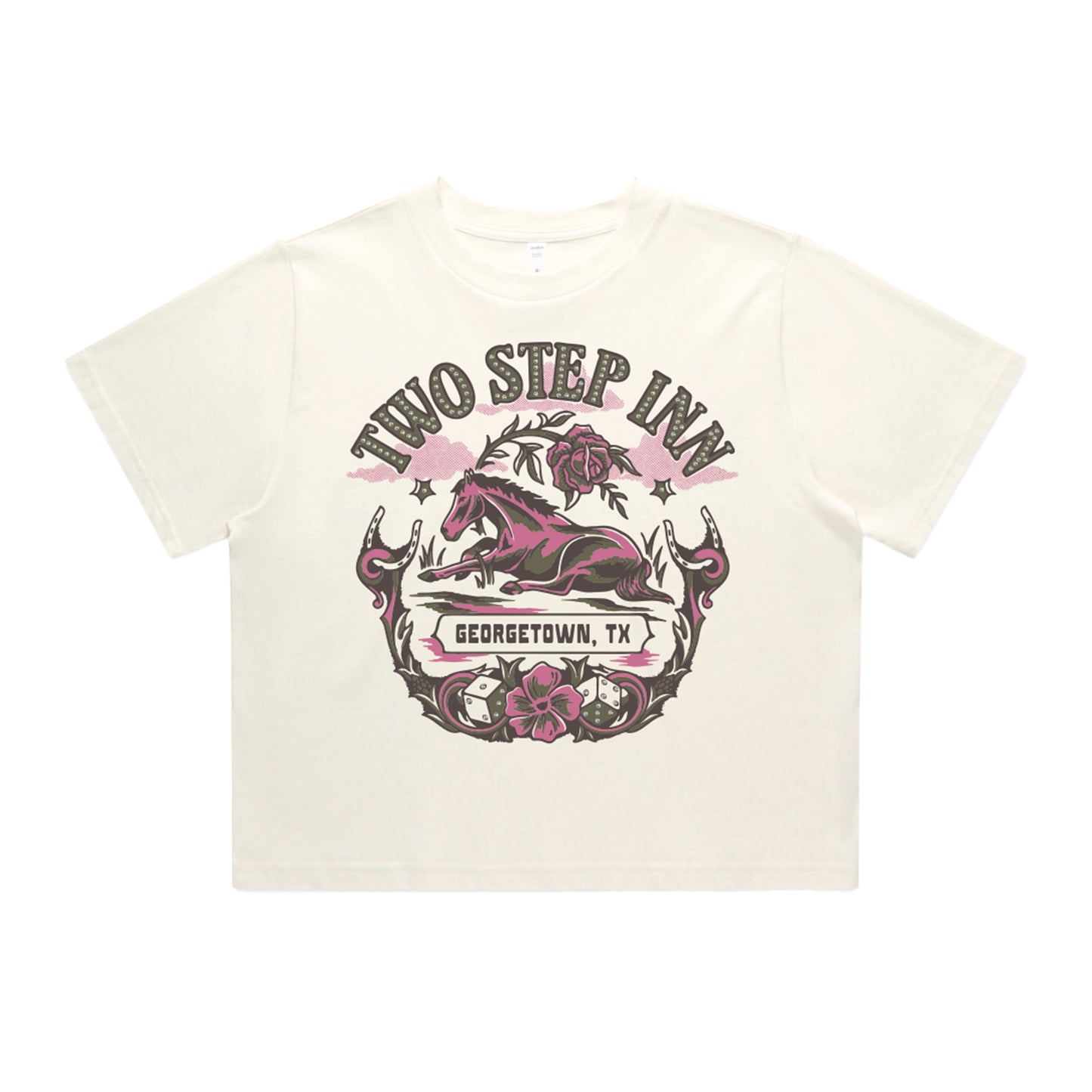 Women's Horse Rhinestone Lineup Crop Tee