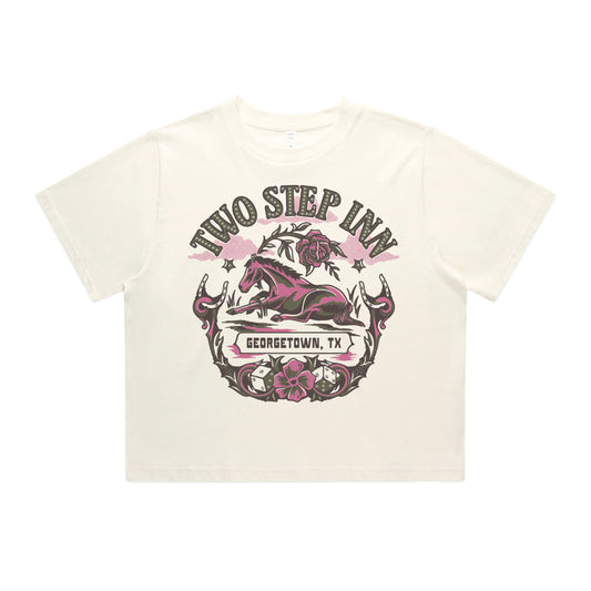 Women's Horse Rhinestone Lineup Crop Tee